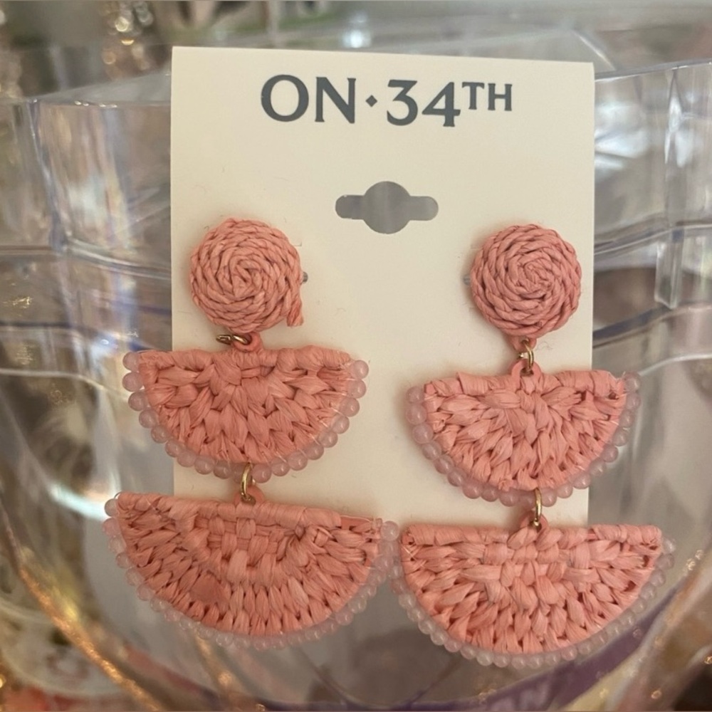 On•34th Pink Woven Earrings